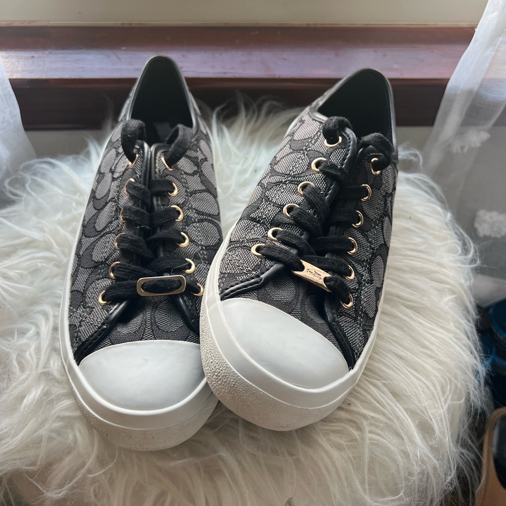 Coach Black and Gray Patterned Sneakers